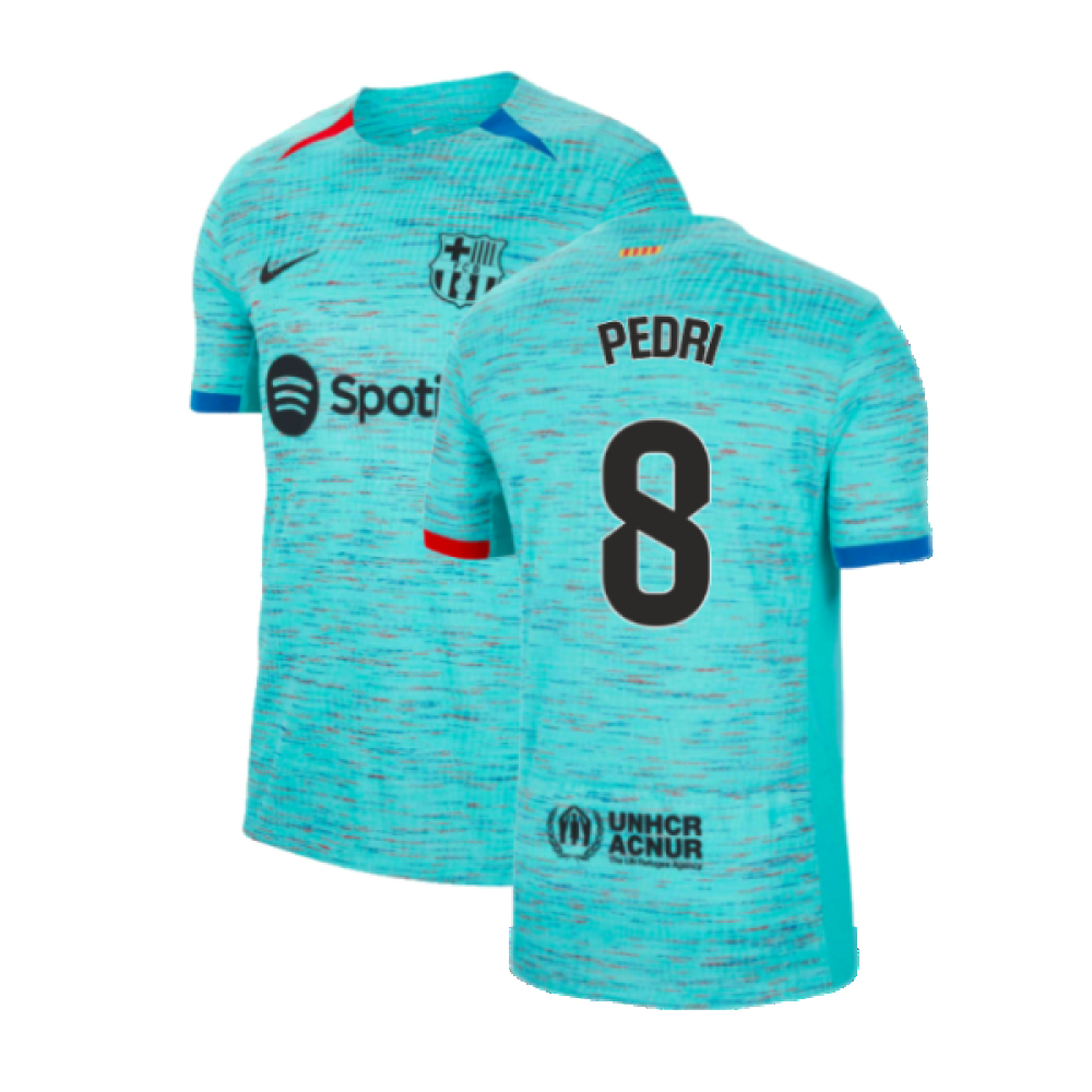'23-'24 Barcelona Authentic Third Shirt (Pedri 8) Polyester Made By: Nike Men's Blue Small