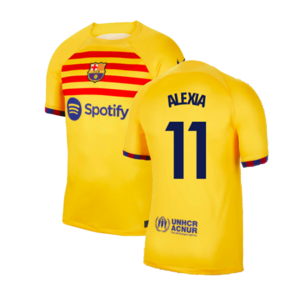 '23-'24 Barcelona Fourth Shirt (Alexia 11) Polyester Made By: Nike Men's Yellow Xxl
