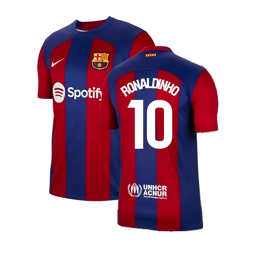 '23-'24 Barcelona Home Shirt (Ronaldinho 10) Polyester Made By: Nike Men's Red Extra Large