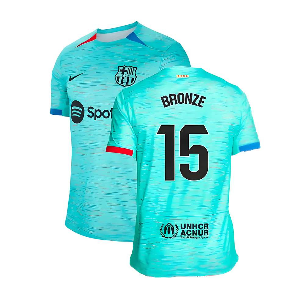 '23-'24 Barcelona Third Shirt (Bronze 15) Polyester Made By: Nike Men's Blue Xxl