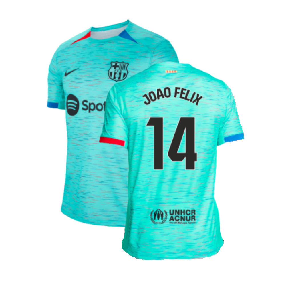 '23-'24 Barcelona Third Shirt (Joao Felix 14) Polyester Made By: Nike Men's Blue Xxl