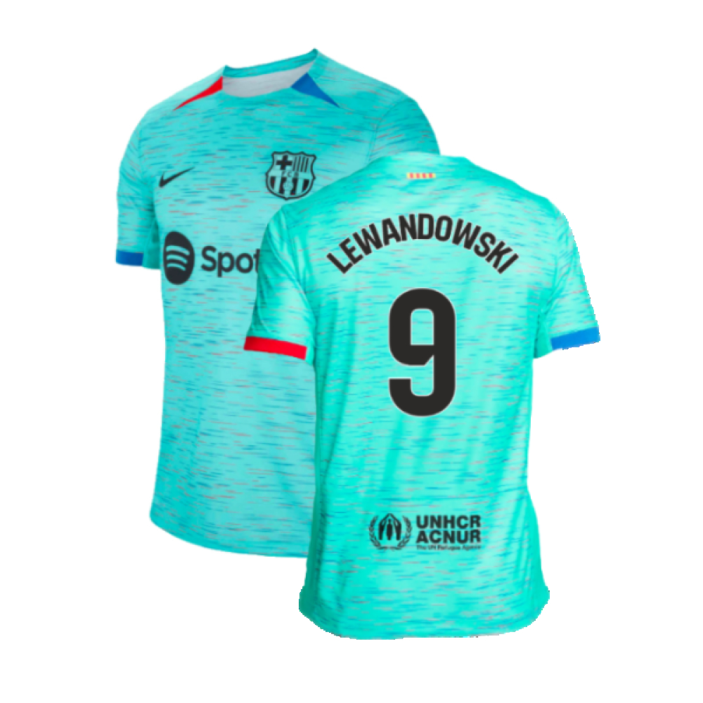 '23-'24 Barcelona Third Shirt (Lewandowski 9) Polyester Made By: Nike Men's Blue Xxl