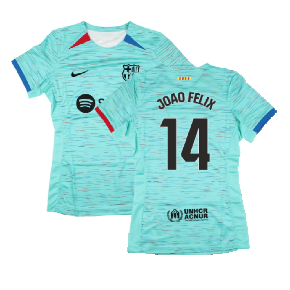 '23-'24 Barcelona Third Shirt () (Joao Felix 14) Polyester Made By: Nike Women's Blue Extra Large