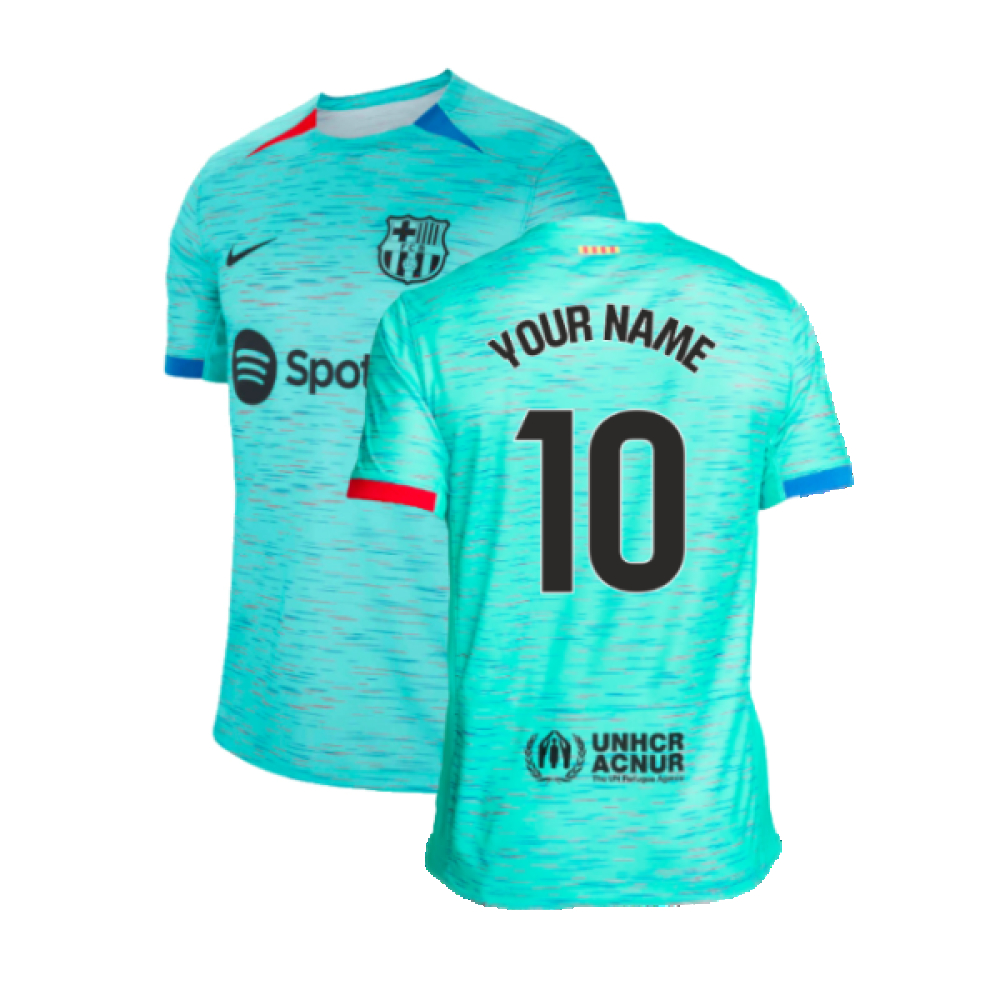 '23-'24 Barcelona Third Shirt (Your Name) Polyester Made By: Nike Men's Blue Xxl