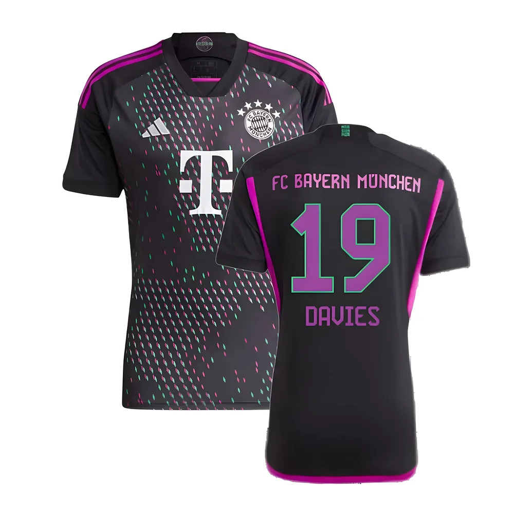 '23-'24 Bayern Munich Away Shirt (Davies 19) Polyester Made By: Adidas Men's Black Extra Large