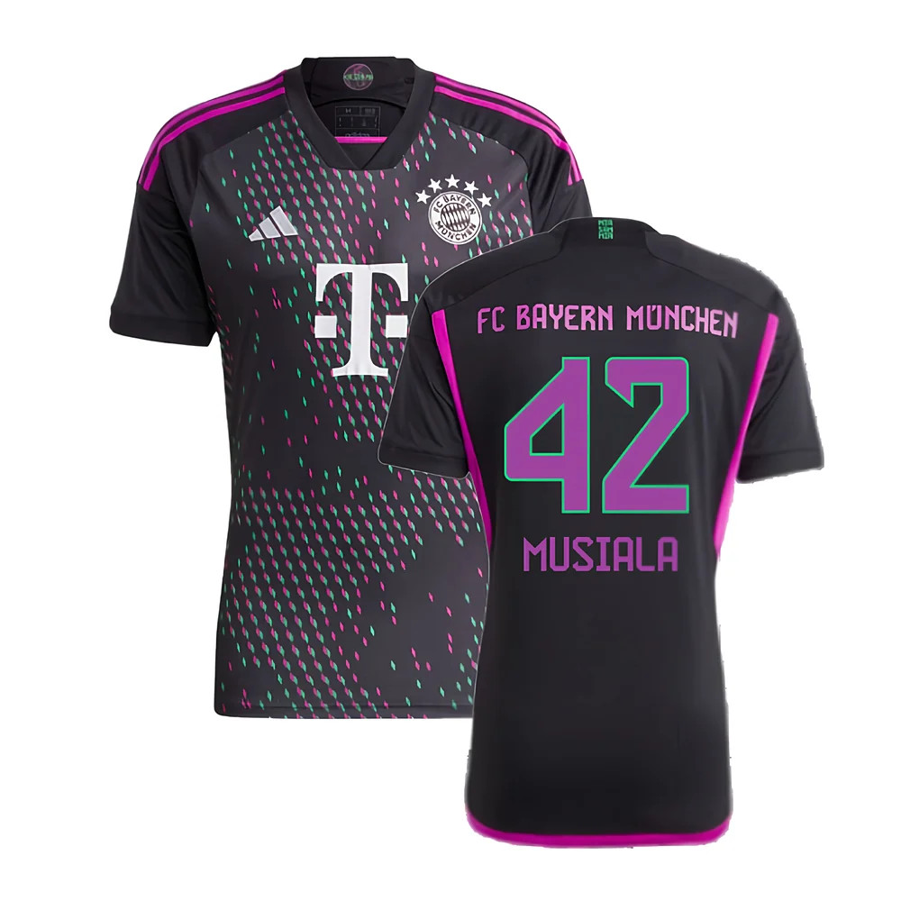 '23-'24 Bayern Munich Away Shirt (Musiala 42) Polyester Made By: Adidas Men's Black Extra Large
