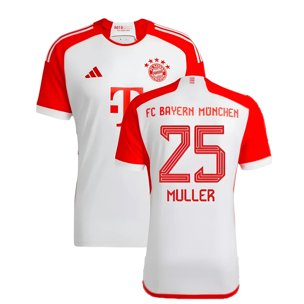 '23-'24 Bayern Munich Home Shirt (Muller 25) Polyester Made By: Adidas Men's White Xxl