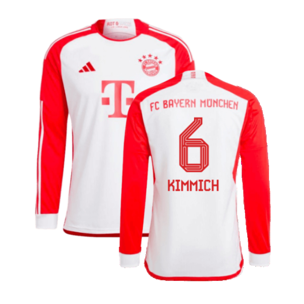 '23-'24 Bayern Munich Long Sleeve Home Shirt (Kimmich 6) Polyester Made By: Adidas Men's White 3XL