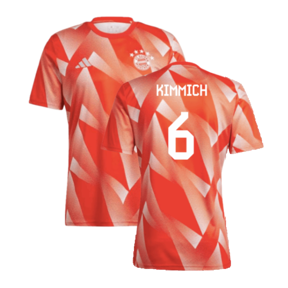 '23-'24 Bayern Munich Pre-Match Shirt (Red) (Kimmich 6) Polyester Made By: Adidas Men's Red Xxl