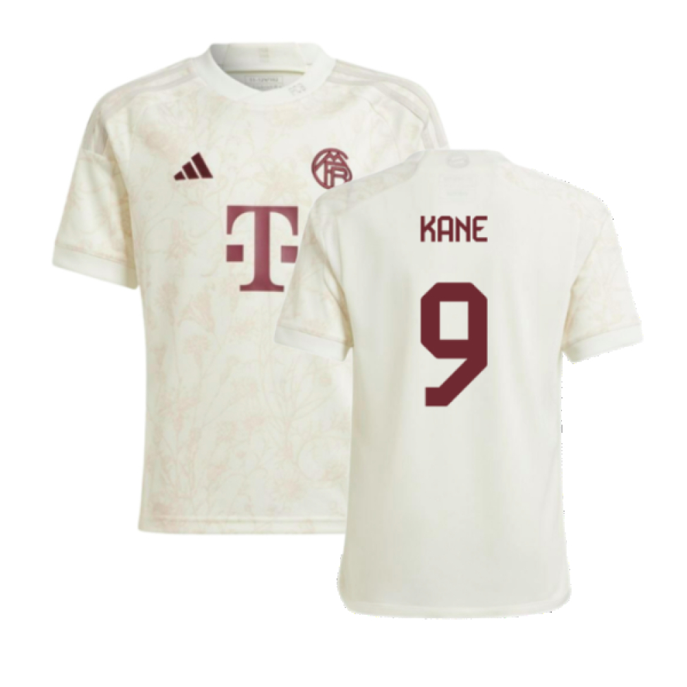 '23-'24 Bayern Munich Third Shirt (Kids) (Kane 9) Polyester Made By: Adidas Unisex Kids White Size 7-8