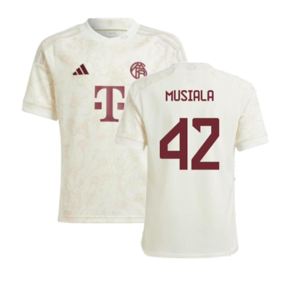 '23-'24 Bayern Munich Third Shirt (Kids) (Musiala 42) 7-8 Polyester Made By: Adidas Unisex Kids White Size 9-10