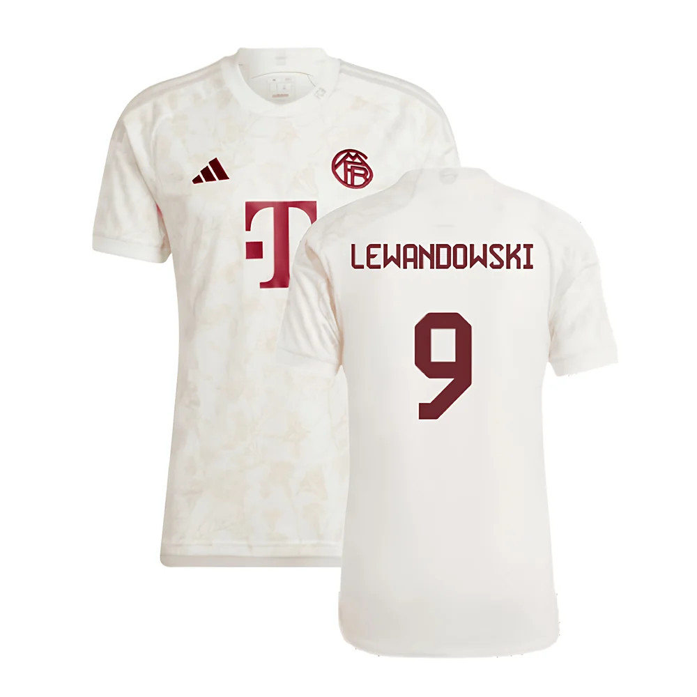 '23-'24 Bayern Munich Third Shirt (Lewandowski 9) Polyester Made By: Adidas Men's White 3XL