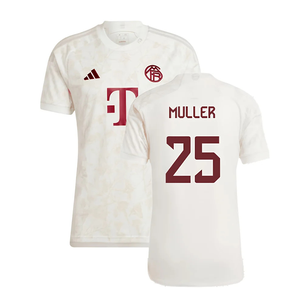 '23-'24 Bayern Munich Third Shirt (Muller 25) Polyester Made By: Adidas Men's White 3XL