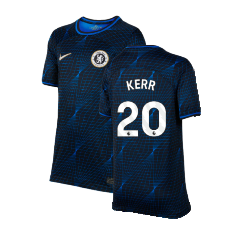 '23-'24 Chelsea Away Shirt (Kids) (Kerr 20) Polyester Made By: Nike Unisex Kids Navy Extra Small