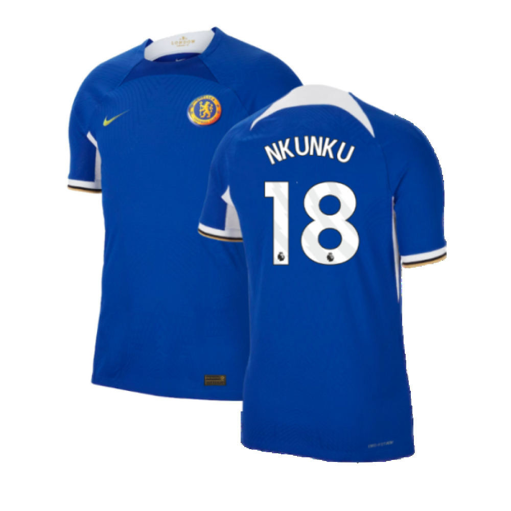 '23-'24 Chelsea Home Authentic Shirt (Nkunku 18) Polyester Made By: Nike Men's Blue 3XL