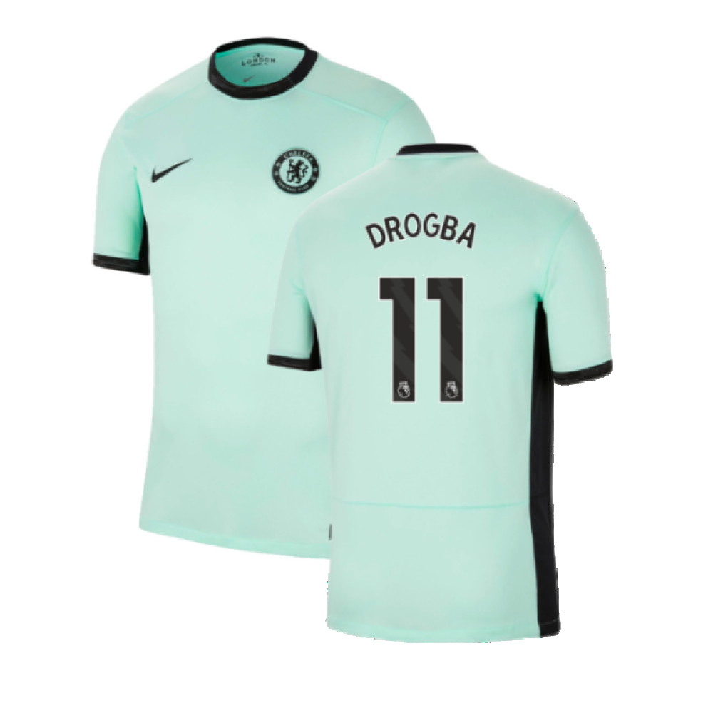 '23-'24 Chelsea Third Shirt (Drogba 11) Polyester Didier Drogba Made By: Nike Men's Green Large