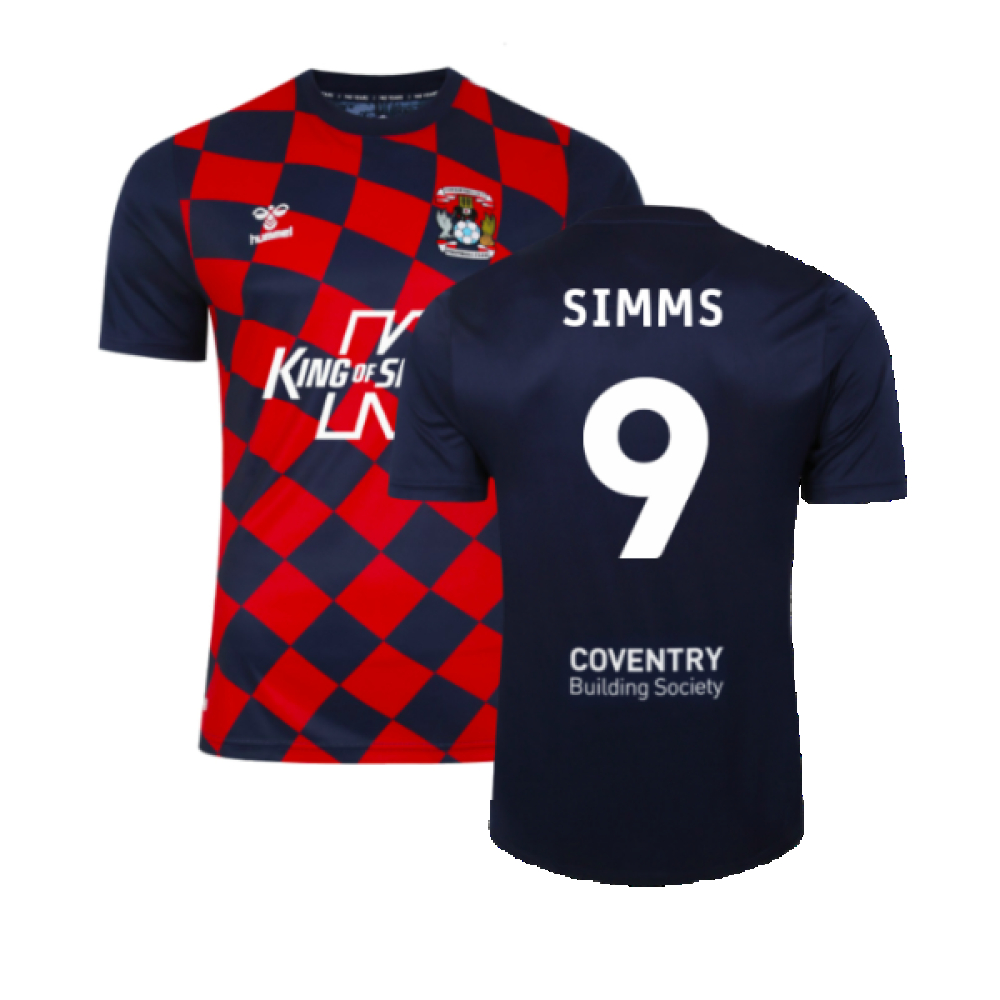 '23-'24 Coventry City Away Shirt (Simms 9) Polyester Made By: Hummel Men's Red Large