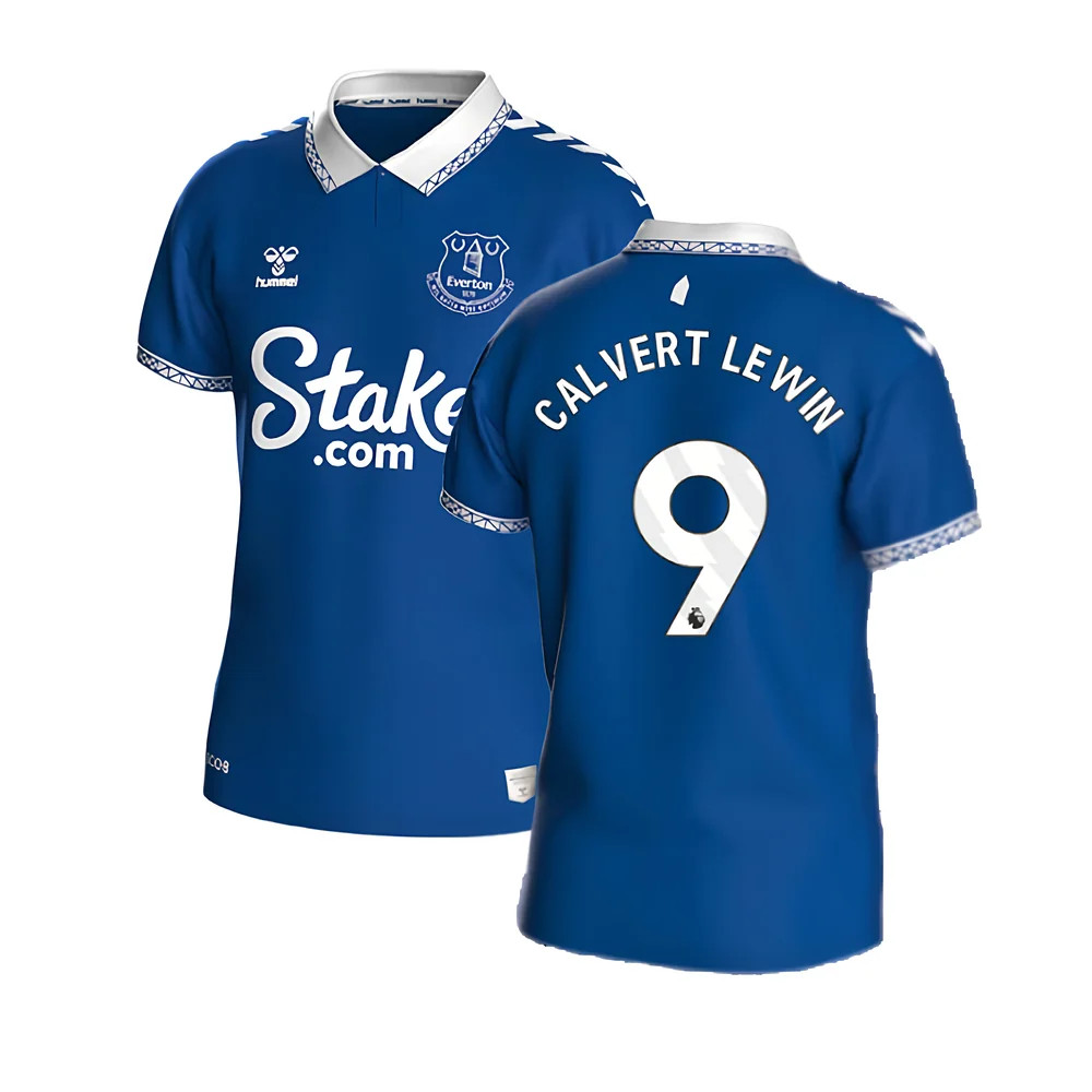 '23-'24 Everton Home Shirt (Calvert Lewin 9) Polyester Dominic Calvert Lewin Made By: Hummel Men's Blue Xxl