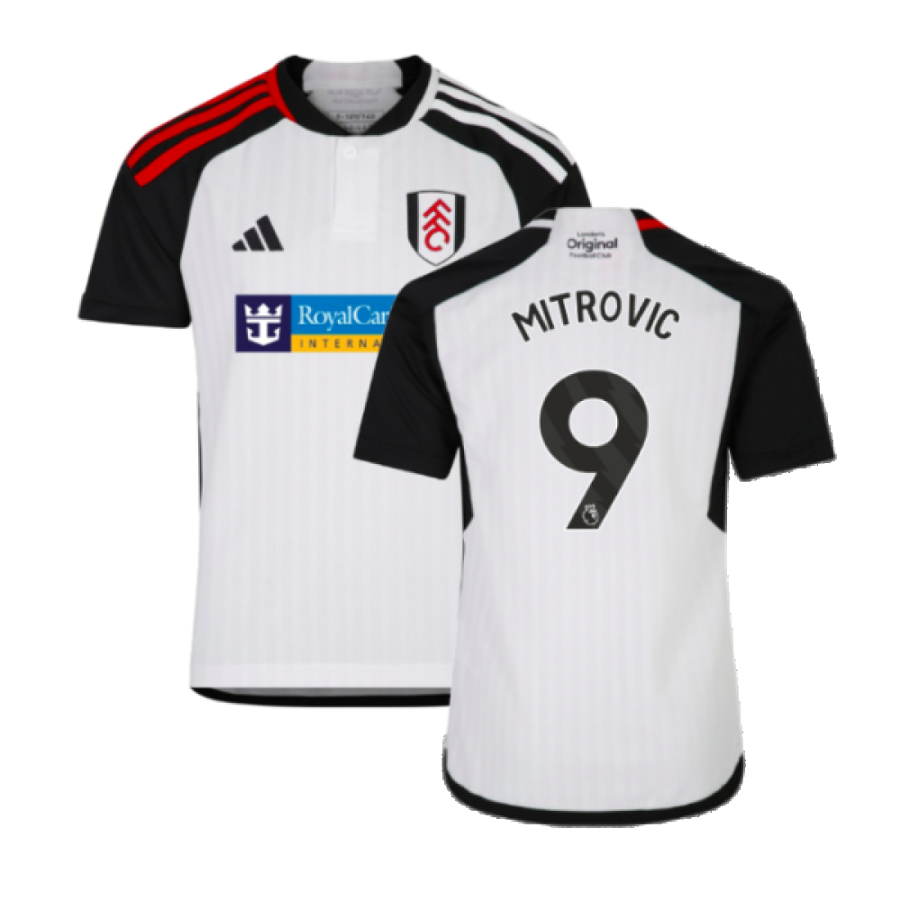 '23-'24 Fulham Home Shirt (Kids) (Mitrovic 9) Polyester Made By: Adidas Unisex Kids White Size 13-14