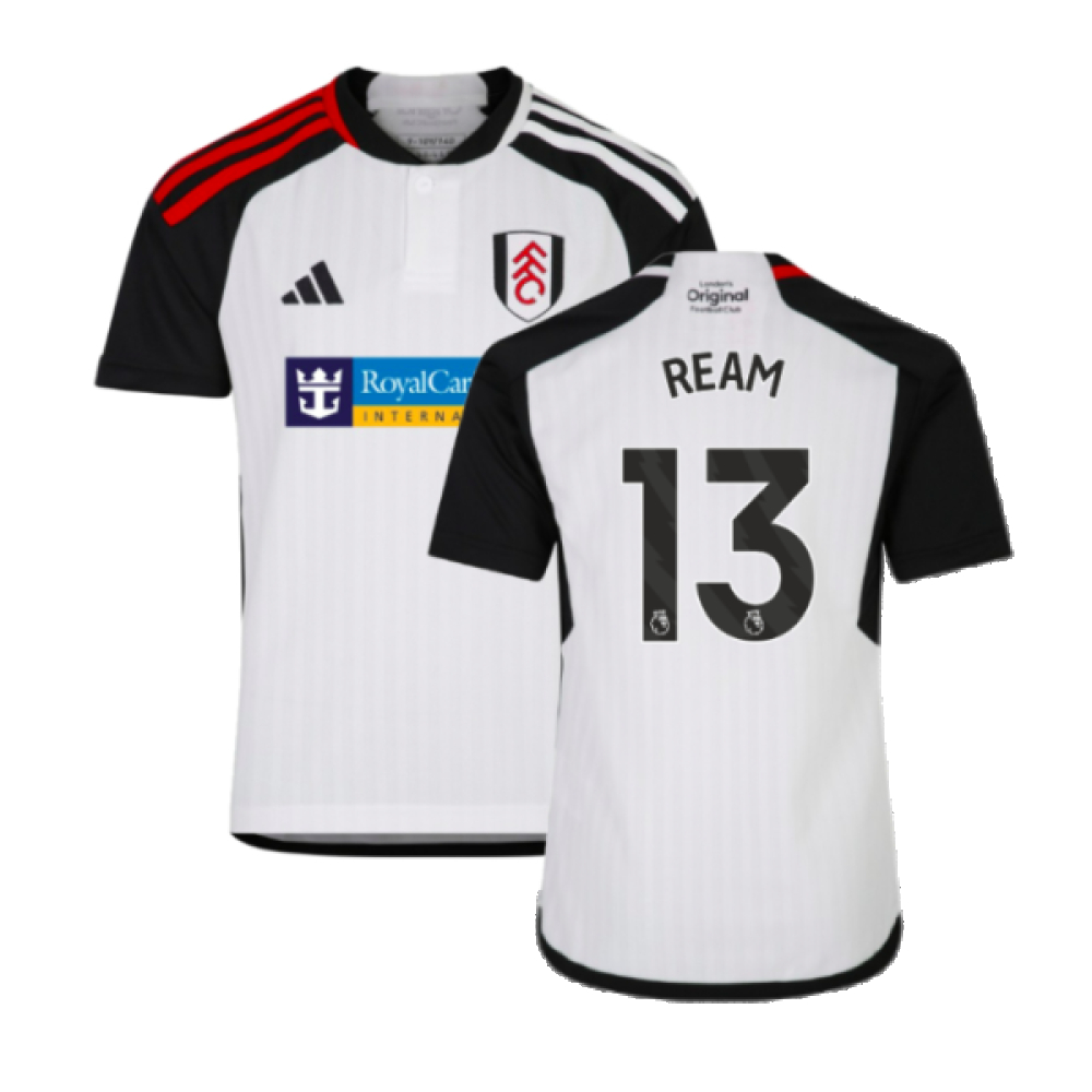 '23-'24 Fulham Home Shirt (Kids) (Ream 13) Polyester Tim Ream Made By: Adidas Unisex Kids White Size 13-14