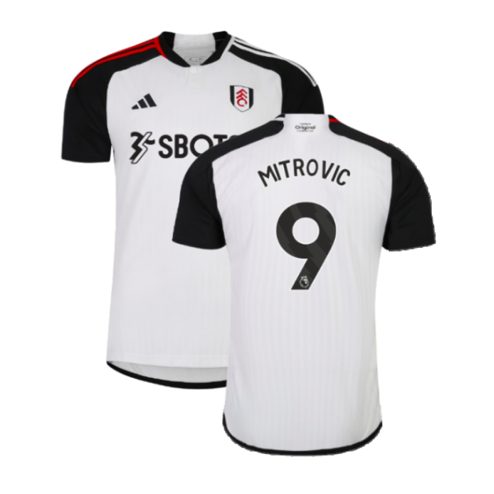 '23-'24 Fulham Home Shirt (Mitrovic 9) Polyester Made By: Adidas Men's White Xxl