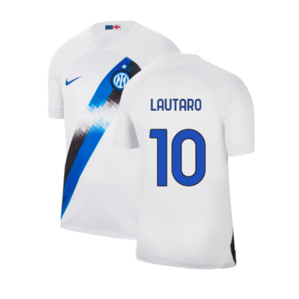 '23-'24 Inter Milan Away Shirt (Lautaro 10) Polyester Made By: Nike Men's White Medium
