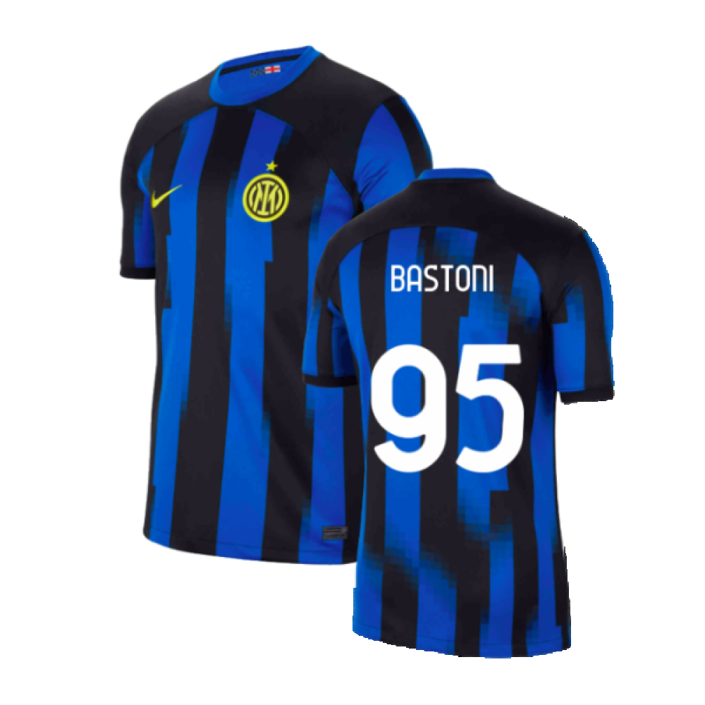 '23-'24 Inter Milan Home Shirt (Bastoni 95) Polyester Made By: Nike Men's Blue Medium