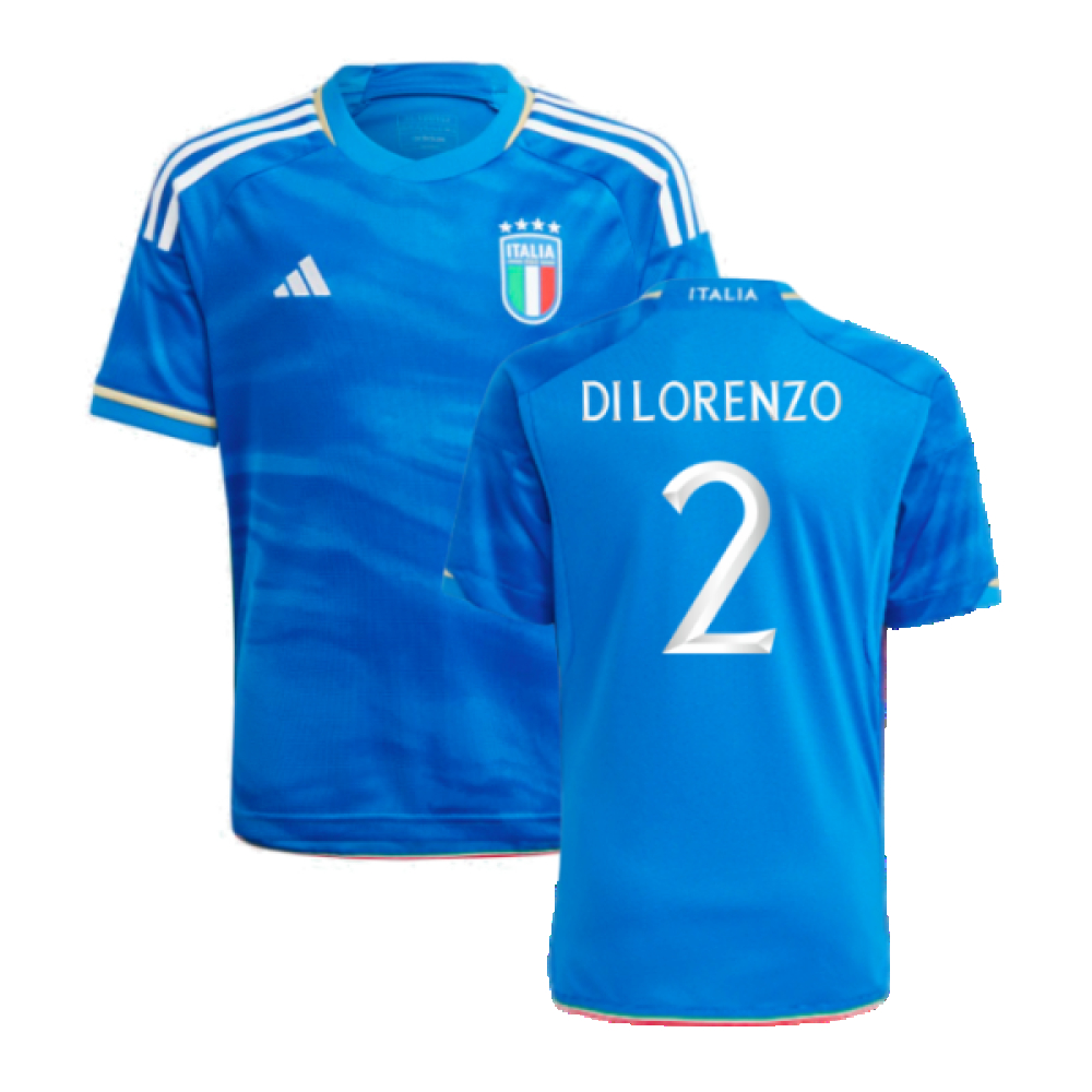'23-'24 Italy Home Shirt (Kids) (Di Lorenzo 2) Polyester Giovanni Di Lorenzo Made By: Adidas Unisex Kids Blue Size 15-16