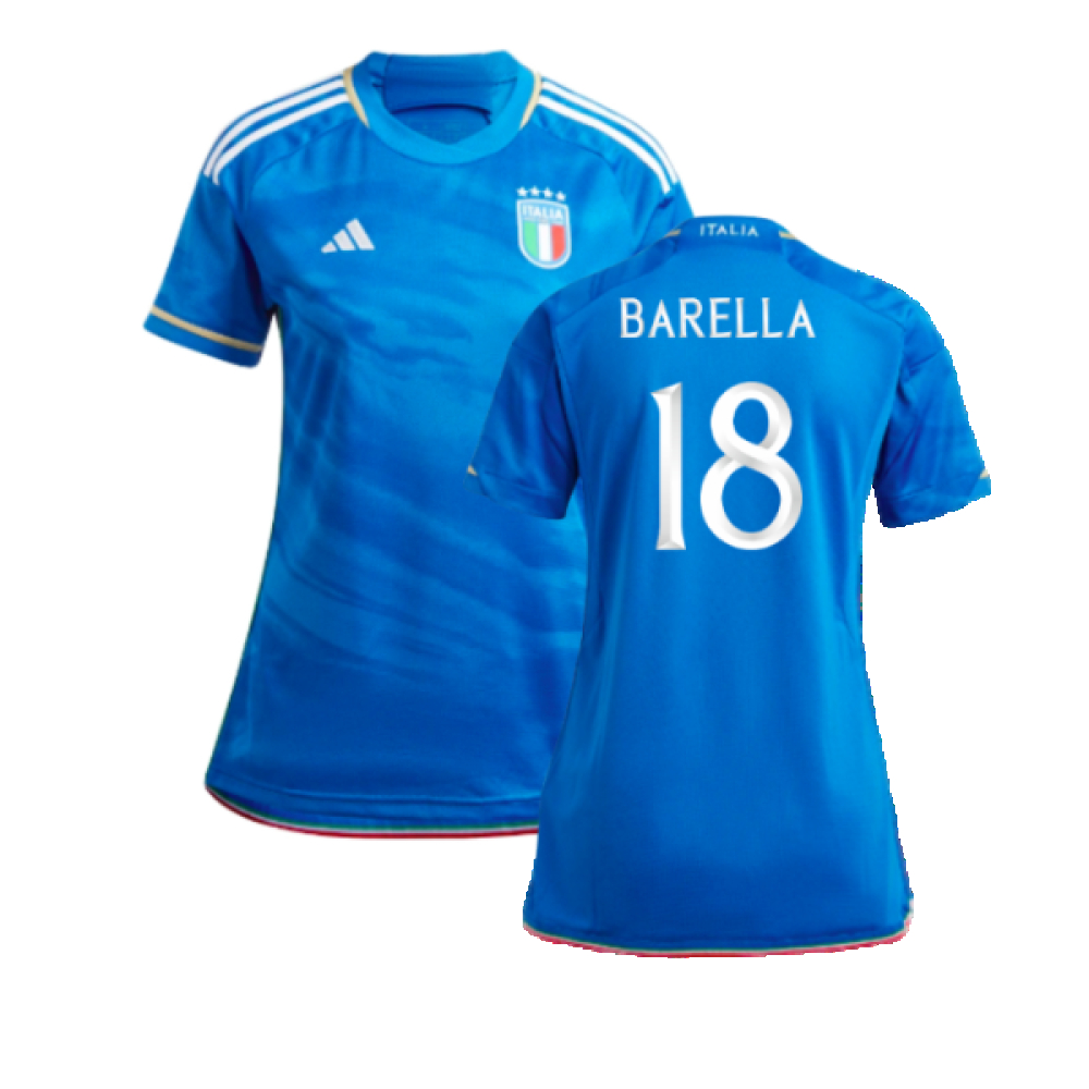 '23-'24 Italy Home Shirt () (Barella 18) Polyester Nicolò Barella Made By: Adidas Women's Blue Extra Large