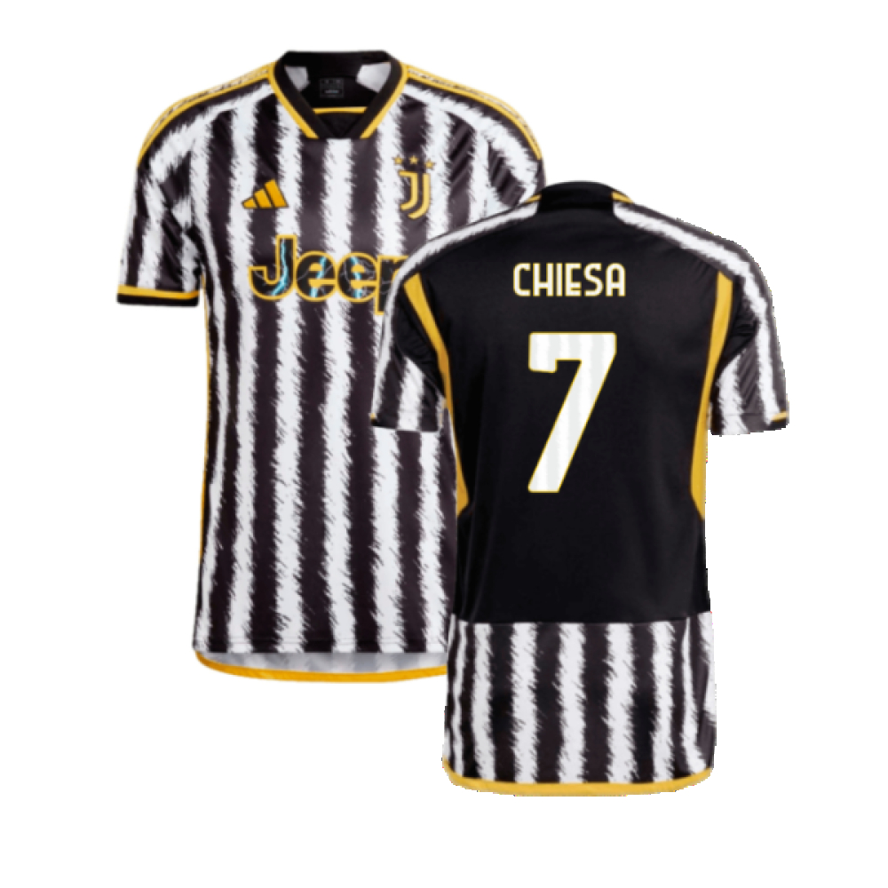 '23-'24 Juventus Home Shirt (Chiesa 7) Polyester Federico Chiesa Made By: Adidas Men's Black Xxl