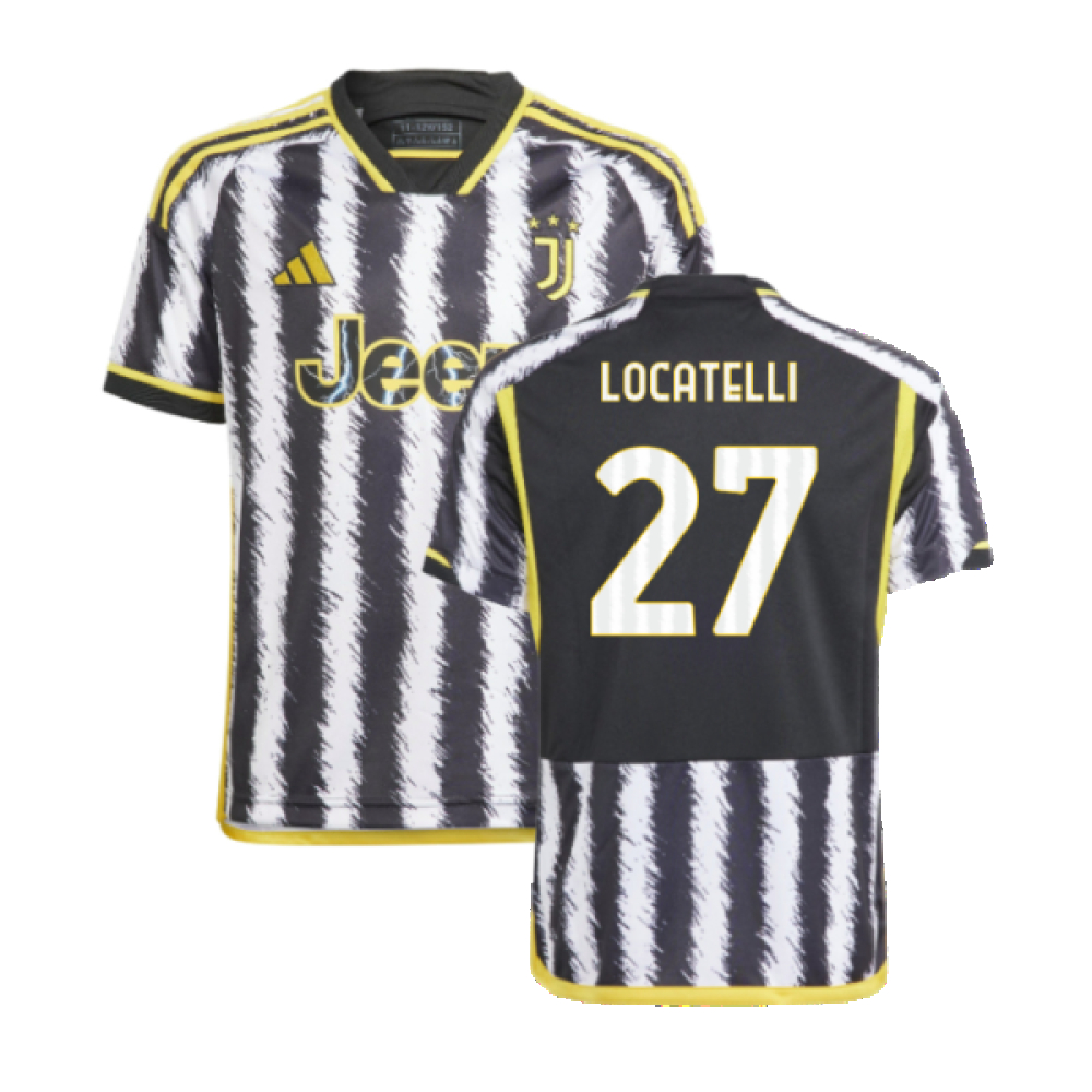 '23-'24 Juventus Home Shirt (Kids) (Locatelli 27) Polyester Manuel Locatelli Made By: Adidas Unisex Kids White Size 7-8