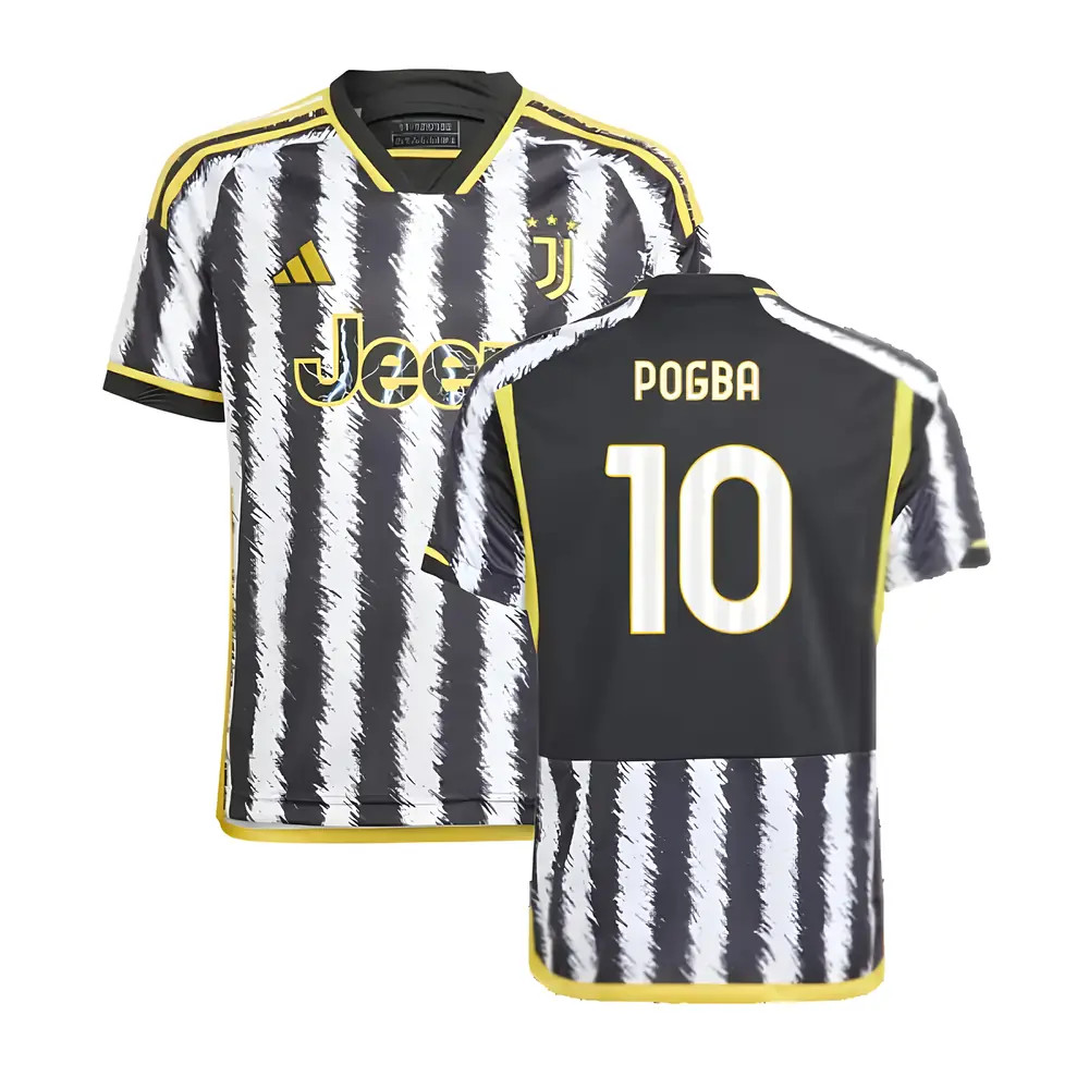 '23-'24 Juventus Home Shirt (Kids) (Pogba 10) Polyester Paul Pogba Made By: Adidas Unisex Kids White Size 7-8