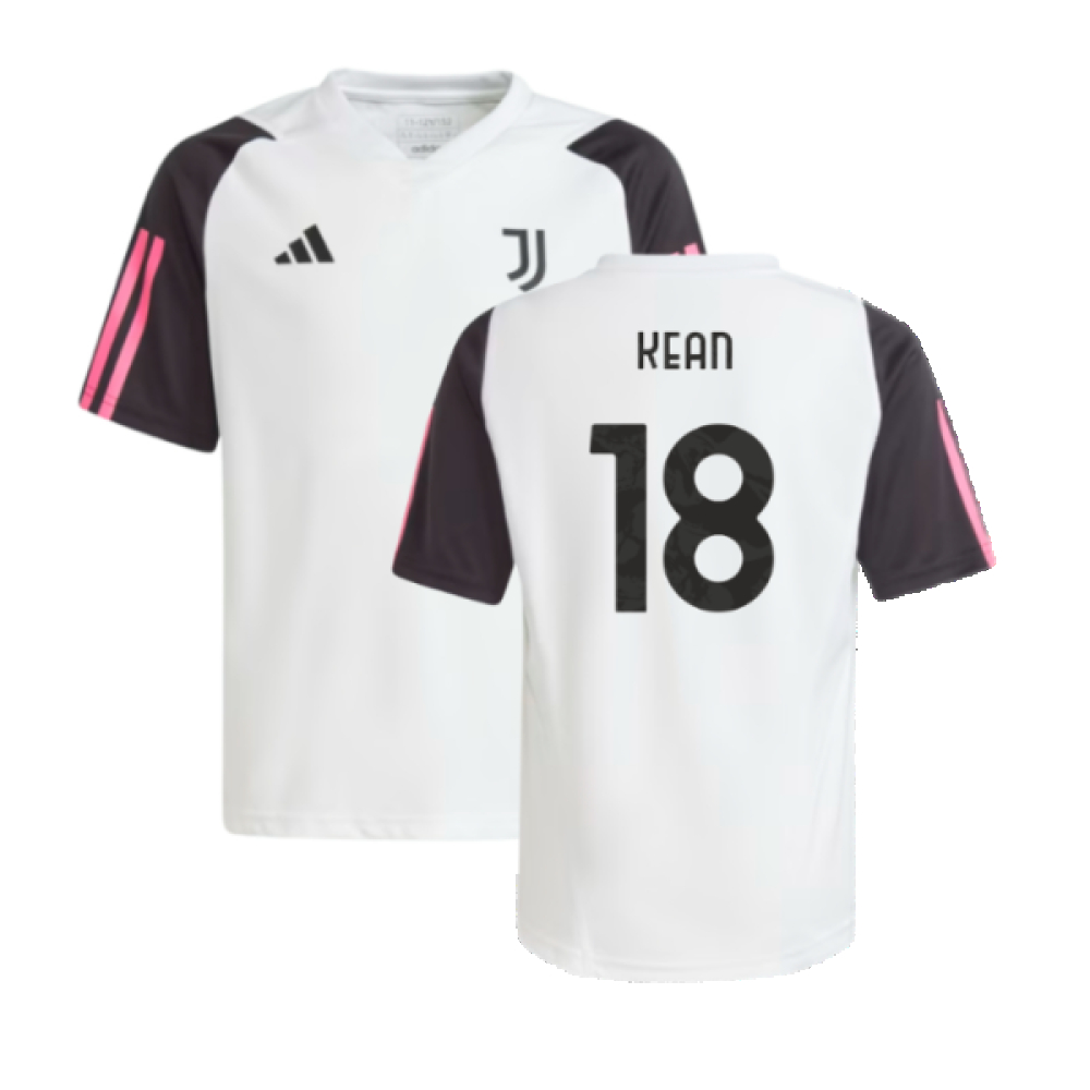 '23-'24 Juventus Training Shirt (White) - Kids (Kean 18) Polyester Moise Kean Made By: Adidas Unisex Kids White Size 7-8