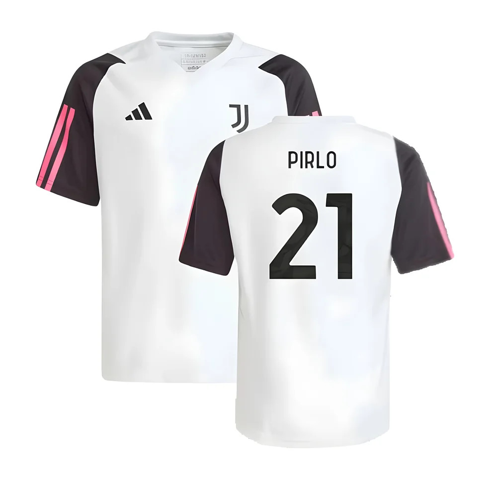 '23-'24 Juventus Training Shirt (White) - Kids (Pirlo 21) Polyester Andrea Pirlo Made By: Adidas Unisex Kids White Size 7-8