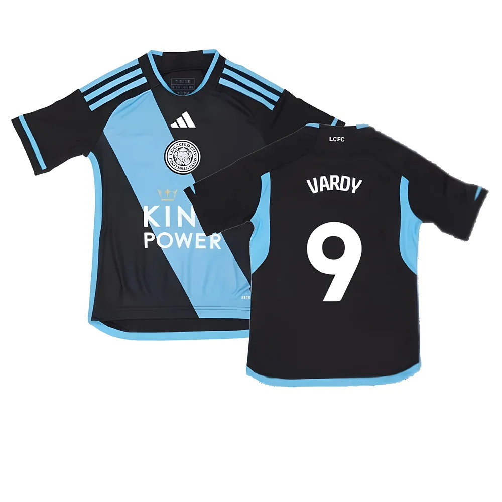 '23-'24 Leicester City Away Shirt (Vardy 9) Polyester Made By: Adidas Men's Black Extra Large