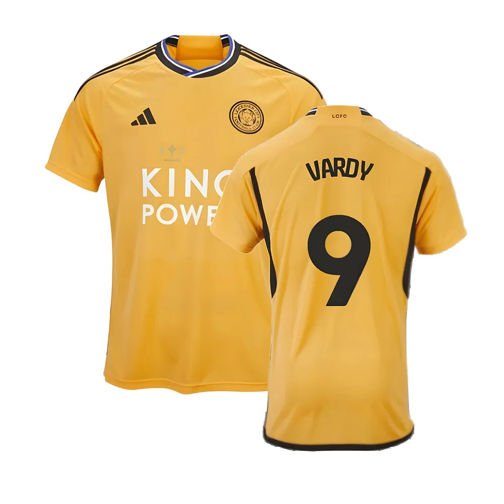 '23-'24 Leicester City Third Shirt (Vardy 9) Polyester Made By: Adidas Men's Gold Small
