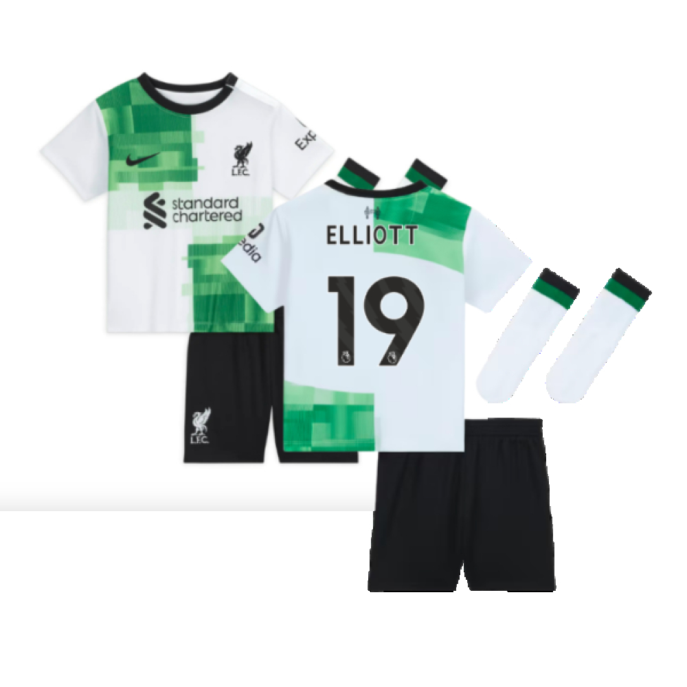 '23-'24 Liverpool Away Infant Baby Kit (Elliott 19) Adults Polyester Made By: Nike Unisex Infant White 3-6 Mo