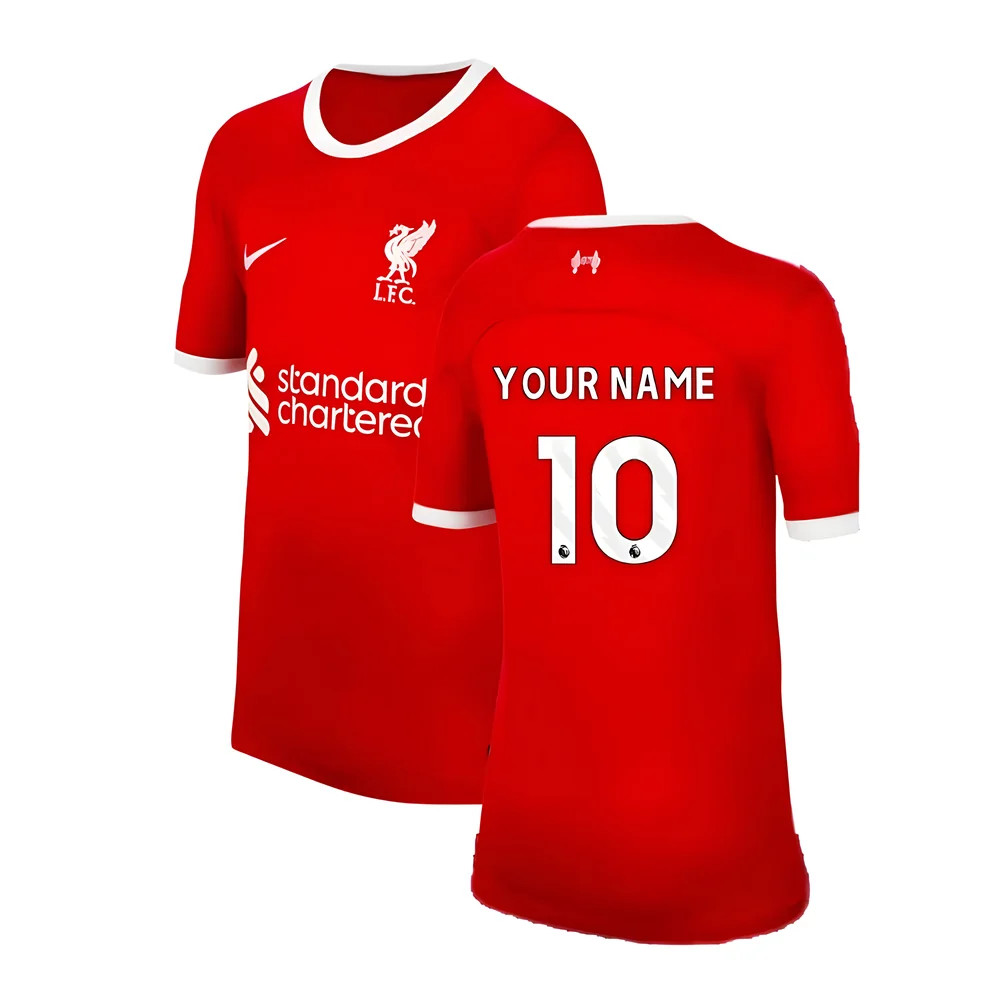 '23-'24 Liverpool Home Shirt (Kids) (Your Name) Polyester Made By: Nike Unisex Kids Red Extra Small