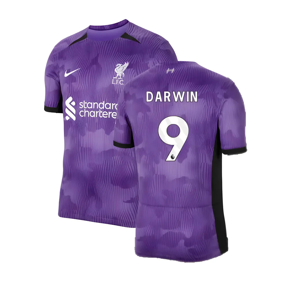 '23-'24 Liverpool Third Shirt (Darwin 9) Polyester Made By: Nike Men's Purple Extra Small