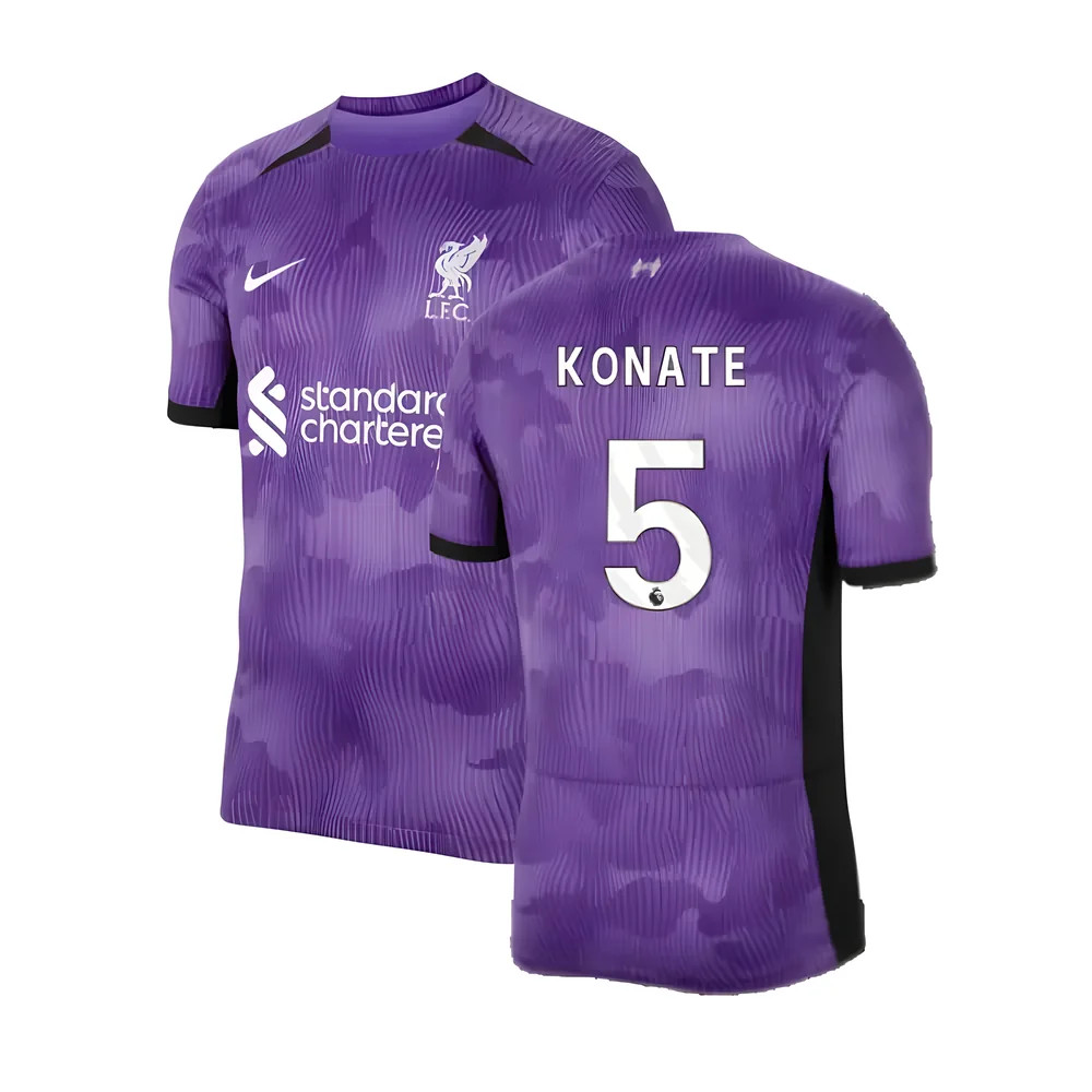 '23-'24 Liverpool Third Shirt (Konate 5) Polyester Made By: Nike Men's Purple Extra Small