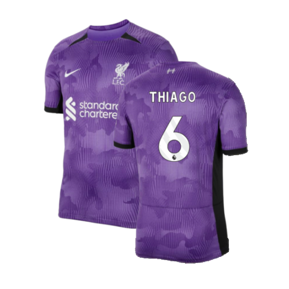 '23-'24 Liverpool Third Shirt (Thiago 6) Polyester Made By: Nike Men's Purple Extra Small