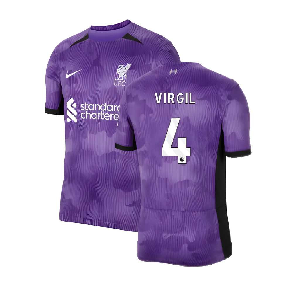 '23-'24 Liverpool Third Shirt (Virgil 4) Polyester Made By: Nike Men's Purple Extra Small
