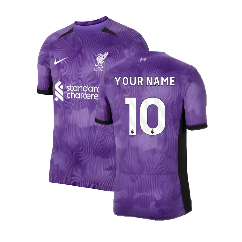 '23-'24 Liverpool Third Shirt (Your Name) Polyester Made By: Nike Men's Purple Extra Small