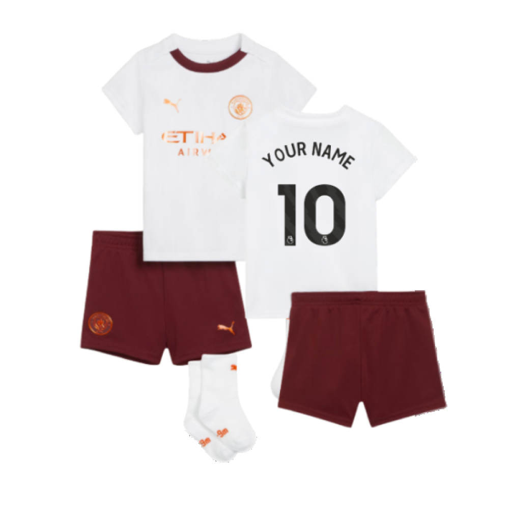 '23-'24 Man City Away Baby Kit (Your Name) Toddler's Polyester Manchester City Made By: Puma Unisex Toddler White 2-4 Mo