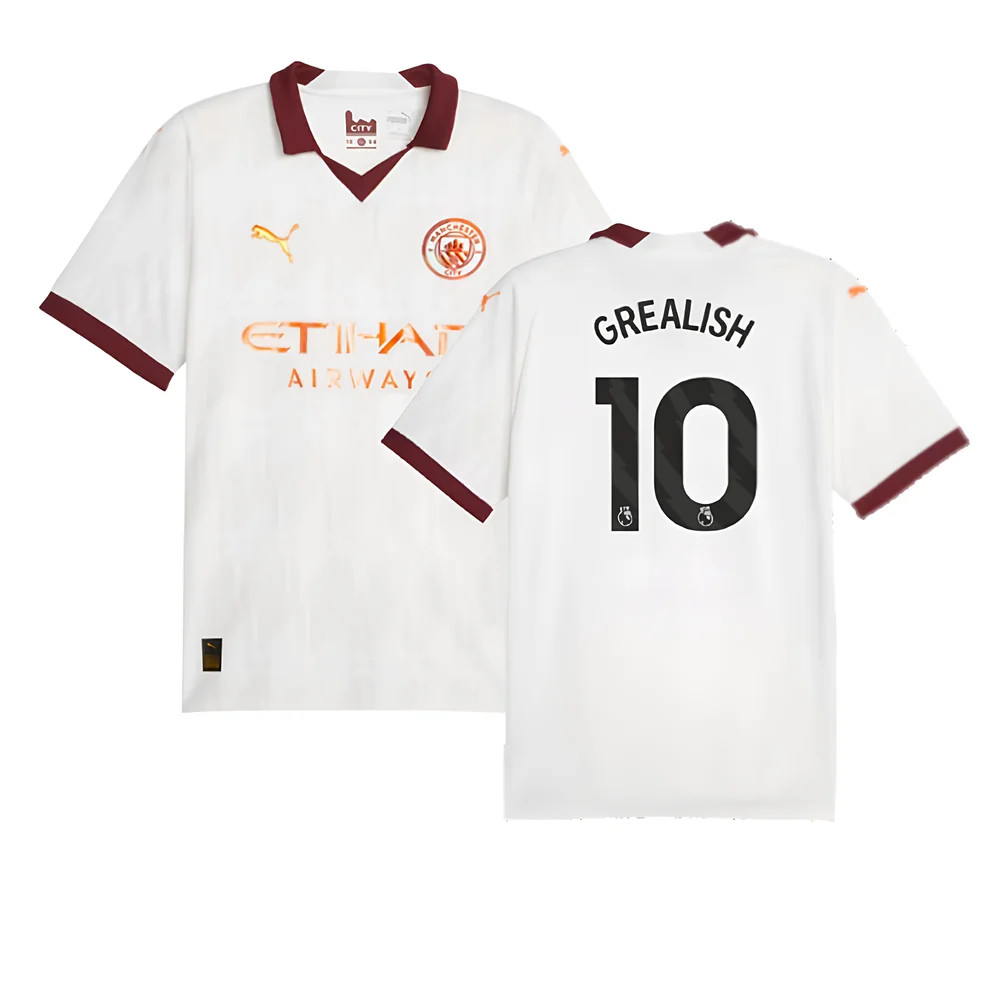 '23-'24 Man City Away Shirt (Grealish 10) Polyester Jack Grealish Manchester City Made By: Puma Men's White Medium