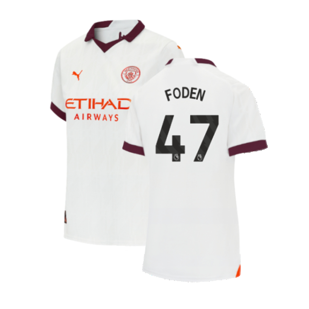 '23-'24 Man City Away Shirt () (Foden 47) Polyester Phil Foden Manchester City Made By: Puma Women's White Large