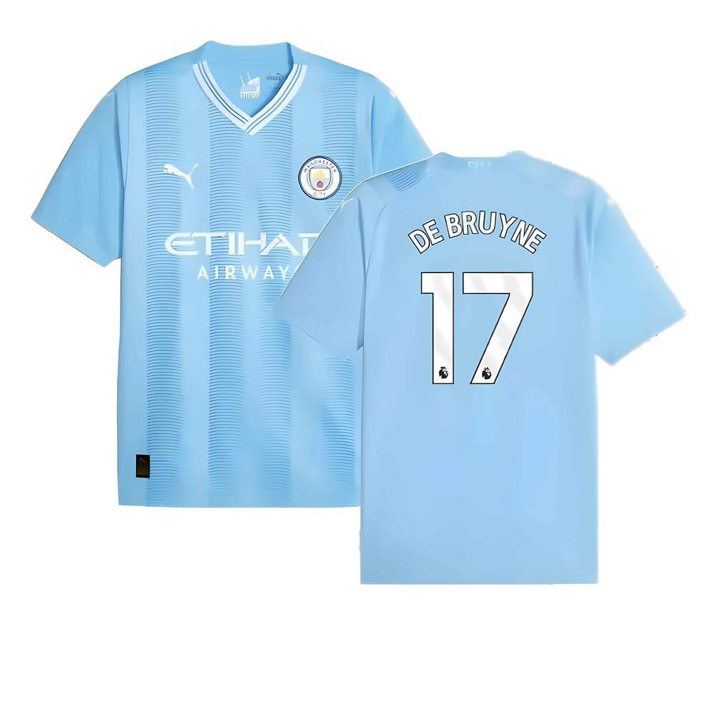 '23-'24 Man City Home Shirt (De Bruyne 17) Polyester Kevin De Bruyne Manchester City Made By: Puma Men's Blue Large