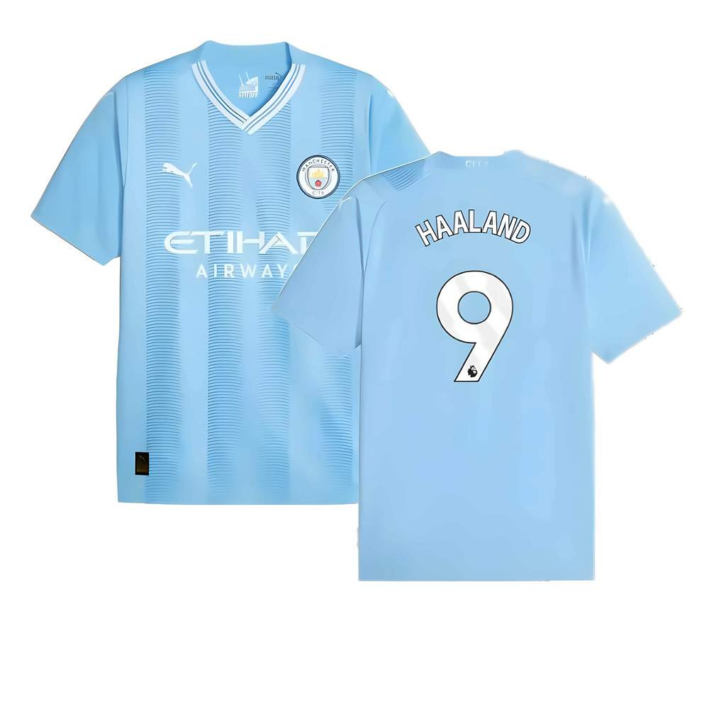 '23-'24 Man City Home Shirt (Haaland 9) Polyester Erling Haaland Manchester City Made By: Puma Men's Blue Large
