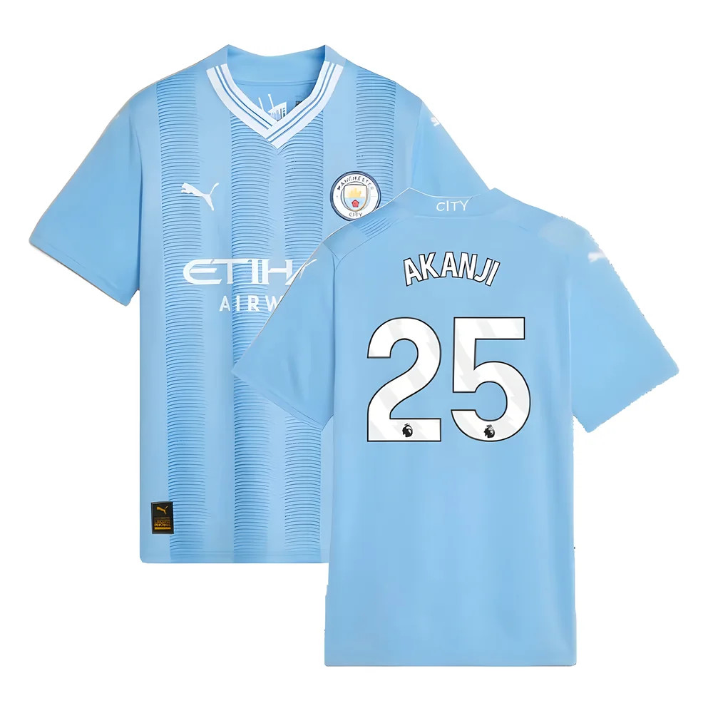 '23-'24 Man City Home Shirt (Kids) (Akanji 25) Polyester Manuel Akanji Manchester City Made By: Puma Unisex Kids Blue Size 9-10