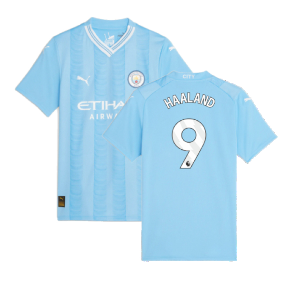 '23-'24 Man City Home Shirt () (Haaland 9) Polyester Erling Haaland Manchester City Made By: Puma Women's Blue Small